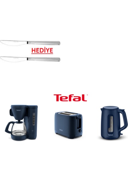 Yeni Kahvaltı Seti, Filtre Kahve, Kettle ve Ekmek Kızartma Makinesi, Siyah Renk