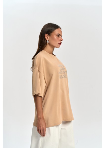 Baddie Oversize Vizon T-Shirt fırsatları