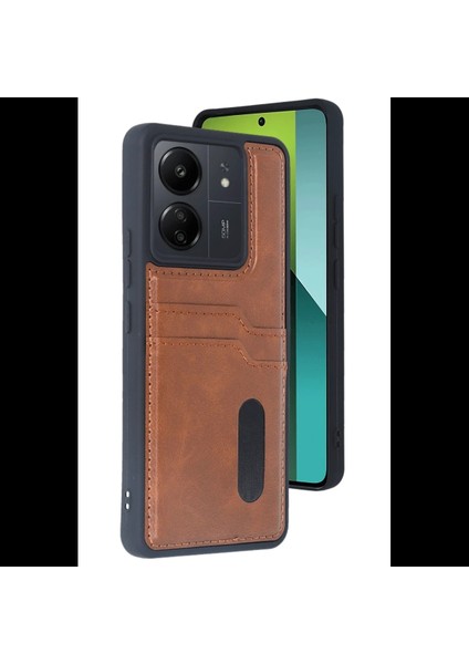 Xiaomi Redmi 13C Kılıf Sara Kartvizitli Deri Kılıf