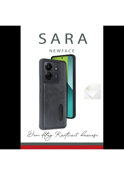 Xiaomi Redmi 13C Kılıf Sara Kartvizitli Deri Kılıf modelleri