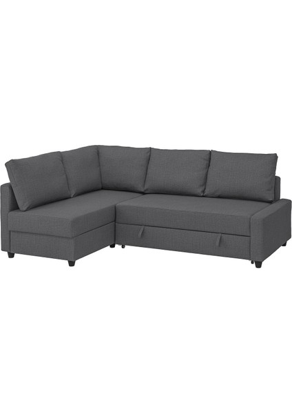 Bazalı Yataklı Köşe Kanepe, Skiftebo Koyu Gri, 5 Minderli