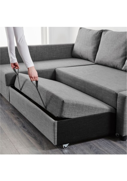 Bazalı Yataklı Köşe Kanepe, Skiftebo Koyu Gri, 5 Minderli modelleri