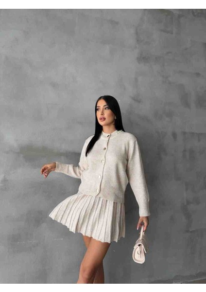 Triko Hırka Etek Ikili Takım