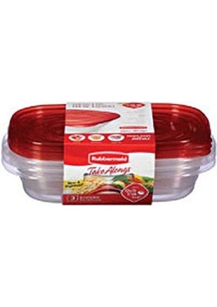 Gıda Saklama Kabı Seti – 3,7 Bardak / 880 ml – 3’lü Set – Kırmızı Kapaklı