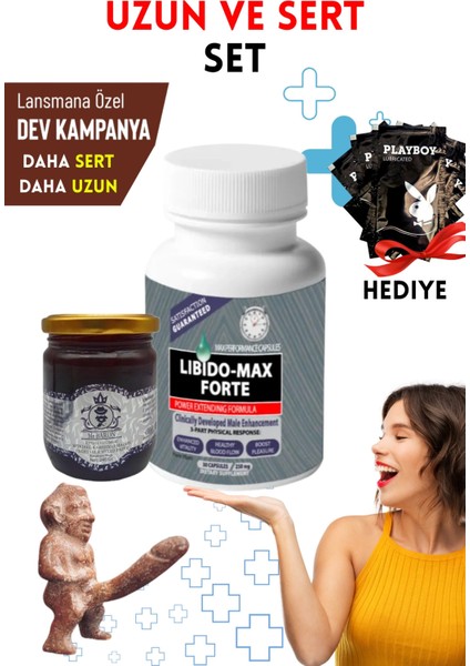 Libido+Max+Sertleştiricili Geciktiricili Mucizevi Erkek Performans Arttırıcılı Set Macun ve Caps