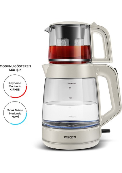 Geniş Kapasiteli Cam Çay Makinesi ve Su Isıtıcı, Şık Tasarım, Sarı Renk indirimleri