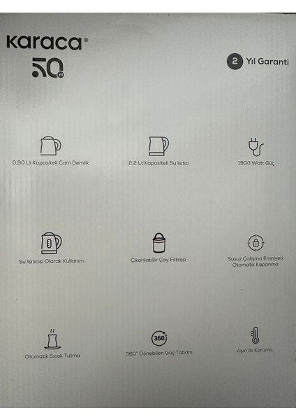 Geniş Kapasiteli Cam Çay Makinesi ve Su Isıtıcı, Şık Tasarım, Sarı Renk