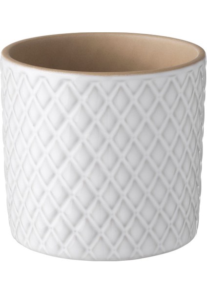 Seramik Saksı, Beyaz, 9 cm