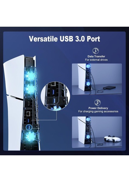 TP5-3538 Ps5 Slim Için LED Işıklı Kademeli Güçlü Soğutma Fanı