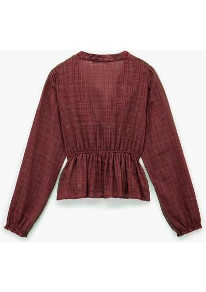 Uzun Kollu V Yaka Viskon Karışımlı Bağcıklı Fisto Bluz fırsatları