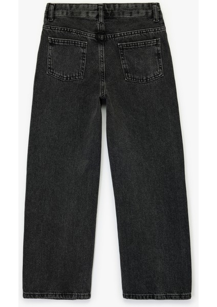 Pamuklu Düğme Detaylı Beli Ayarlanabilir Lastikli Denim Pantolon fiyatları