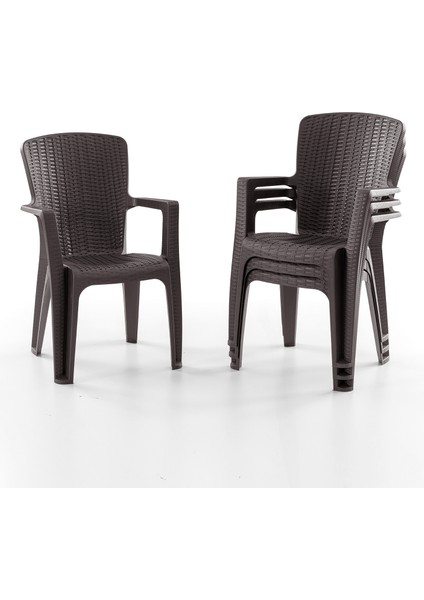 Side 6 Kişilik Rattan Masa Sandalye Takımı Kahve modelleri