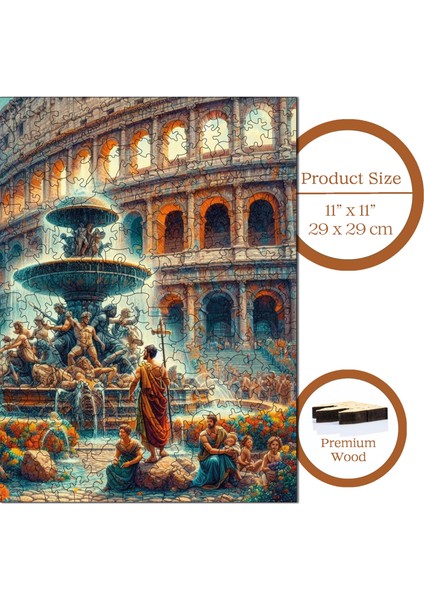WePuzzleUp Ahşap Puzzle – Efsanevi Roma, 353 Parça, 29x29 cm – Benzersiz Şekilli ve Özel Figürlü, Yapıştırıcı Folyo Dahil, Dekoratif Yetişkin Yapboz - |S1-18|