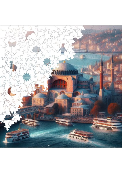 Ahşap Puzzle – Boğazın Incisi Ayasofya, 353 Parça, 29x29 cm – Benzersiz Şekilli ve Özel Figürlü, Yapıştırıcı Folyo Dahil, Dekoratif Yetişkin Yapboz - |S1-13|