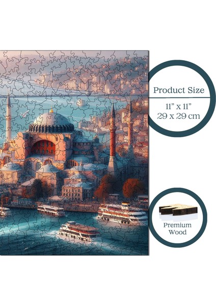 Ahşap Puzzle – Boğazın Incisi Ayasofya, 353 Parça, 29x29 cm – Benzersiz Şekilli ve Özel Figürlü, Yapıştırıcı Folyo Dahil, Dekoratif Yetişkin Yapboz - |S1-13|