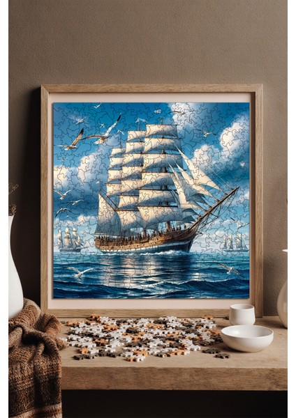 Ahşap Puzzle – Yelkenli Efsanesi, 353 Parça, 29x29 cm – Benzersiz Şekilli ve Özel Figürlü, Yapıştırıcı Folyo Dahil, Dekoratif Yetişkin Yapboz - |S1-08|