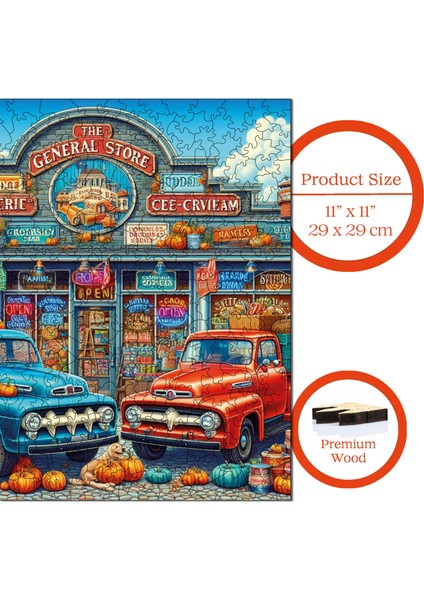 Ahşap Puzzle – Küçük Kasaba Pazarı, 353 Parça, 29x29 cm – Benzersiz Şekilli ve Özel Figürlü, Yapıştırıcı Folyo Dahil, Dekoratif Yetişkin Yapboz - |S1-27|