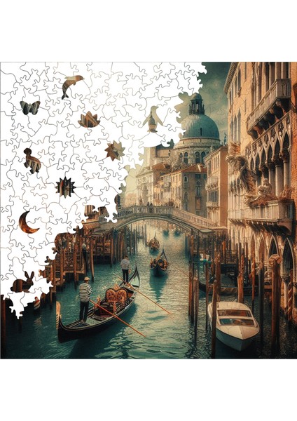 Ahşap Puzzle – Venedik'Te Akşamüstü, 353 Parça, 29x29 cm – Benzersiz Şekilli ve Özel Figürlü, Yapıştırıcı Folyo Dahil, Dekoratif Yetişkin Yapboz - |S1-15|