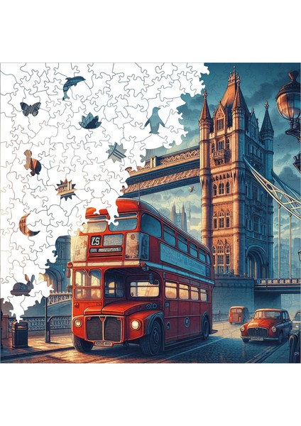 Ahşap Puzzle – Londra, 353 Parça, 29x29 cm – Benzersiz Şekilli ve Özel Figürlü, Yapıştırıcı Folyo Dahil, Dekoratif Yetişkin Yapboz - |S1-19|