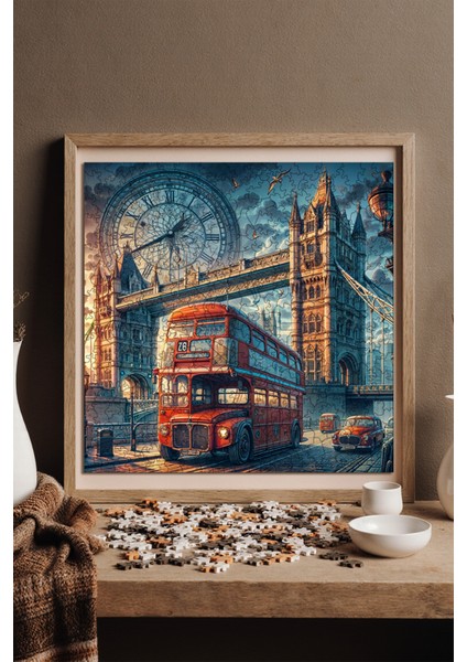 Ahşap Puzzle – Londra, 353 Parça, 29x29 cm – Benzersiz Şekilli ve Özel Figürlü, Yapıştırıcı Folyo Dahil, Dekoratif Yetişkin Yapboz - |S1-19|