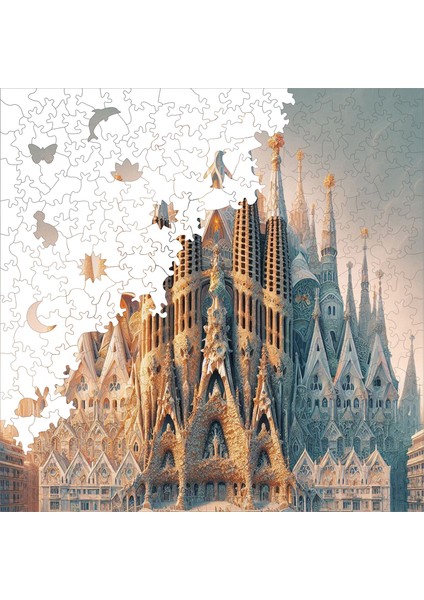 WePuzzleUp Ahşap Puzzle – La Sagrada Familia, 353 Parça, 29x29 cm – Benzersiz Şekilli ve Özel Figürlü, Yapıştırıcı Folyo Dahil, Dekoratif Yetişkin Yapboz - |S1-20|
