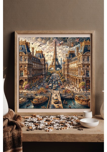 Ahşap Puzzle – Masalsı Şehir Paris, 353 Parça, 29x29 cm – Benzersiz Şekilli ve Özel Figürlü, Yapıştırıcı Folyo Dahil, Dekoratif Yetişkin Yapboz - |S1-16|