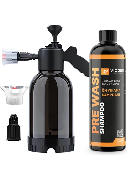 Araç Yıkama Aparatı 2lt Köpük Püskürtücü El Pompası, Viogen Chemical Prewash Shampoo 700 ml