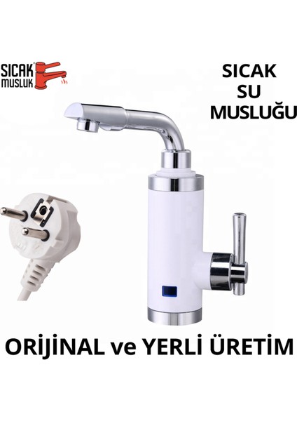 Beyaz Elektrikli Ani Su Isıtıcı, Termal Şofben ve Musluk, Pratik ve Güvenli Kullanım