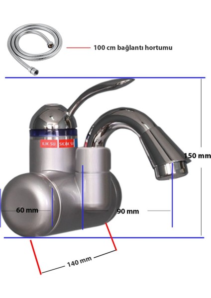 Elektrikli Taharet Ani Su Isıtıcı, Gümüş Renkli ve Kullanışlı Musluk fırsatları