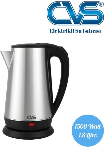 Elektrikli Su Isıtıcısı 1,8 Litre, Inox, 1500 Watt, Pratik ve Şık Tasarım fiyatları