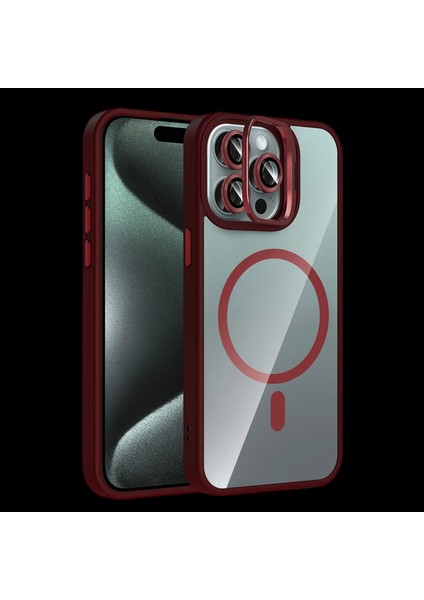 Apple iPhone 15 Pro Max Remim Lensli Magsafe Standlı Kapak