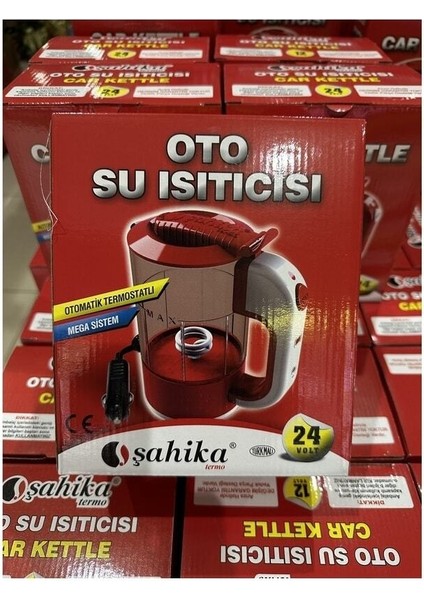 24V Oto Su Isıtıcı Kettle 500ML Kırmızı Renkli