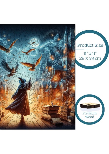 WePuzzleUp Ahşap Puzzle – Büyücü, 353 Parça, 29x29 cm – Benzersiz Şekilli ve Özel Figürlü, Yapıştırıcı Folyo Dahil, Dekoratif Yetişkin Yapboz - |S1-06|