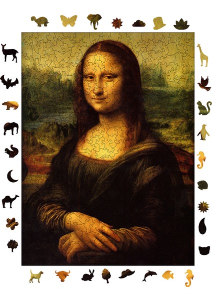 Ahşap Puzzle – Mona Lisa, 450 Parça, 29x39 cm – Benzersiz Şekilli ve Özel Figürlü, Yapıştırıcı Folyo Dahil, Dekoratif Yetişkin Yapboz - |R1-16|