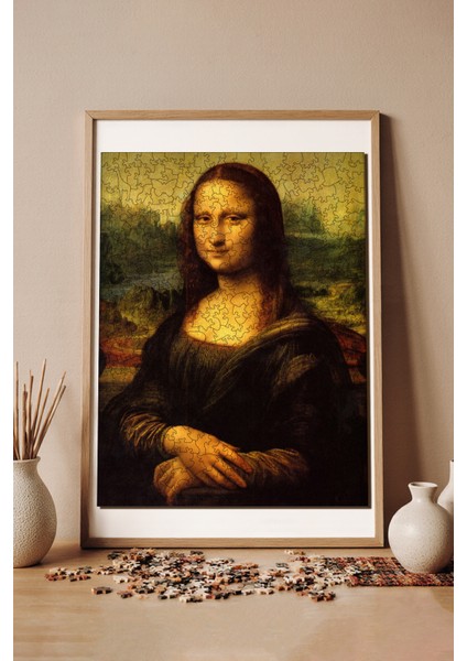 Ahşap Puzzle – Mona Lisa, 450 Parça, 29x39 cm – Benzersiz Şekilli ve Özel Figürlü, Yapıştırıcı Folyo Dahil, Dekoratif Yetişkin Yapboz - |R1-16|
