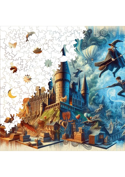 Ahşap Puzzle – Sihirbazlık ve Büyücülük Okulu, 353 Parça, 29x29 cm – Benzersiz Şekilli ve Özel Figürlü, Yapıştırıcı Folyo Dahil, Dekoratif Yetişkin Yapboz - |S1-05|