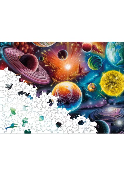 Ahşap Puzzle – Uzayda Kozmik Senfoni, 450 Parça, 29x39 cm – Benzersiz Şekilli ve Özel Figürlü, Yapıştırıcı Folyo Dahil, Dekoratif Yetişkin Yapboz - |R1-07|
