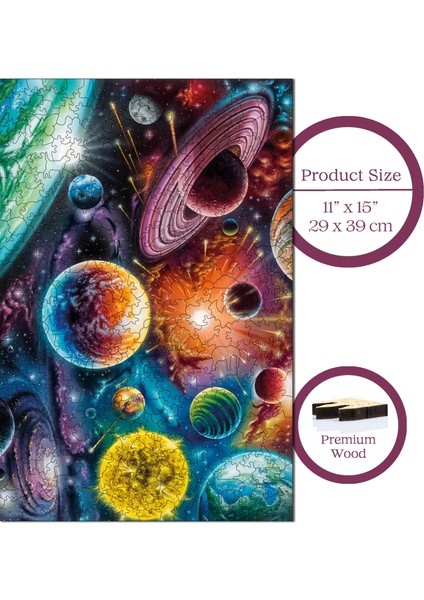 Ahşap Puzzle – Uzayda Kozmik Senfoni, 450 Parça, 29x39 cm – Benzersiz Şekilli ve Özel Figürlü, Yapıştırıcı Folyo Dahil, Dekoratif Yetişkin Yapboz - |R1-07|