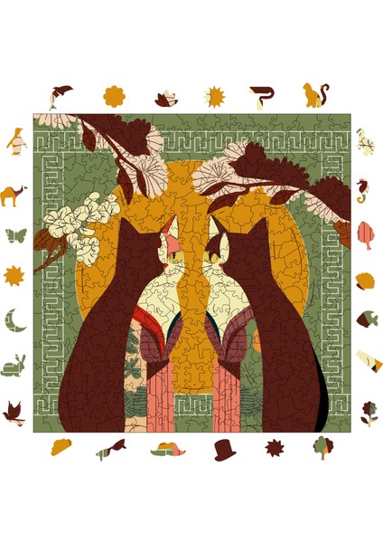 Ahşap Puzzle – Kedilerin Dünyası, 353 Parça, 29x29 cm – Benzersiz Şekilli ve Özel Figürlü, Yapıştırıcı Folyo Dahil, Dekoratif Yetişkin Yapboz - |S1-01|