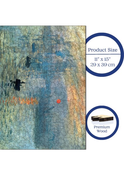 Ahşap Puzzle – Claude Monet Izlenim: Gün Doğumu, 450 Parça, 29x39 cm – Benzersiz Şekilli ve Özel Figürlü, Yapıştırıcı Folyo Dahil, Dekoratif Yetişkin Yapboz - |R1-14|
