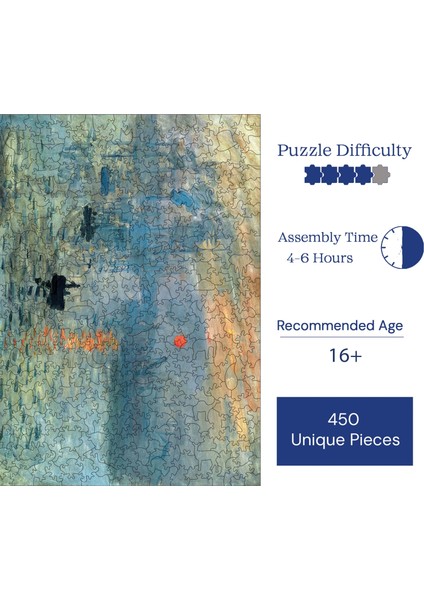 Ahşap Puzzle – Claude Monet Izlenim: Gün Doğumu, 450 Parça, 29x39 cm – Benzersiz Şekilli ve Özel Figürlü, Yapıştırıcı Folyo Dahil, Dekoratif Yetişkin Yapboz - |R1-14|