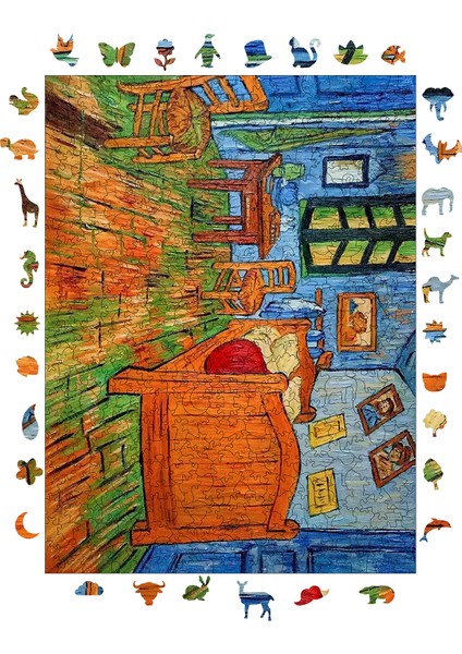 WePuzzleUp Ahşap Puzzle – Van Gogh Arles'teki Yatak Odası, 450 Parça, 29x39 cm – Benzersiz Şekilli ve Özel Figürlü, Yapıştırıcı Folyo Dahil, Dekoratif Yetişkin Yapboz - |R1-13|