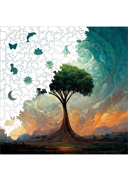 Ahşap Puzzle – Yaşam Ağacı, 353 Parça, 29x29 cm – Benzersiz Şekilli ve Özel Figürlü, Yapıştırıcı Folyo Dahil, Dekoratif Yetişkin Yapboz - |S1-02|