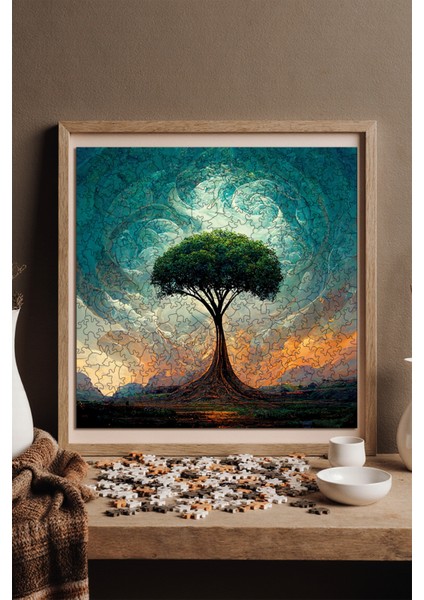 Ahşap Puzzle – Yaşam Ağacı, 353 Parça, 29x29 cm – Benzersiz Şekilli ve Özel Figürlü, Yapıştırıcı Folyo Dahil, Dekoratif Yetişkin Yapboz - |S1-02|
