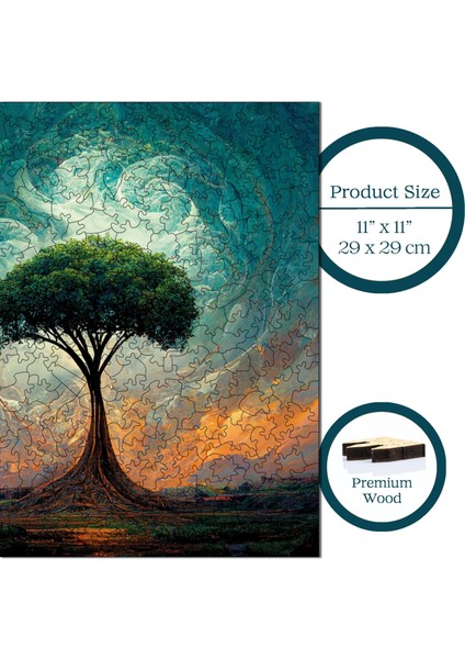 Ahşap Puzzle – Yaşam Ağacı, 353 Parça, 29x29 cm – Benzersiz Şekilli ve Özel Figürlü, Yapıştırıcı Folyo Dahil, Dekoratif Yetişkin Yapboz - |S1-02|