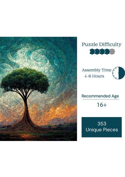 Ahşap Puzzle – Yaşam Ağacı, 353 Parça, 29x29 cm – Benzersiz Şekilli ve Özel Figürlü, Yapıştırıcı Folyo Dahil, Dekoratif Yetişkin Yapboz - |S1-02|