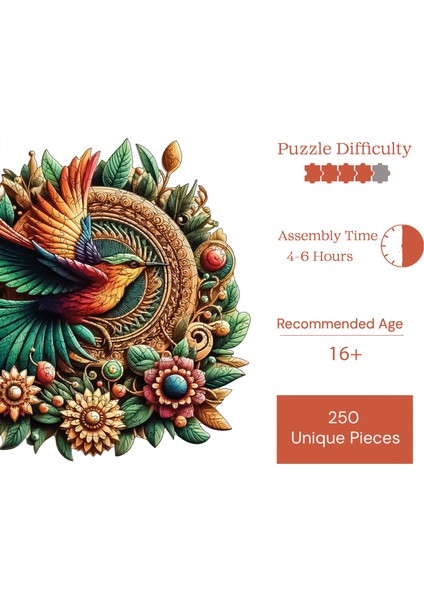Sinek Kuşu Ahşap Puzzle Yetişkin Benzersiz Parçalı Yapboz Puzzle Yapıştırıcılı Wz-19