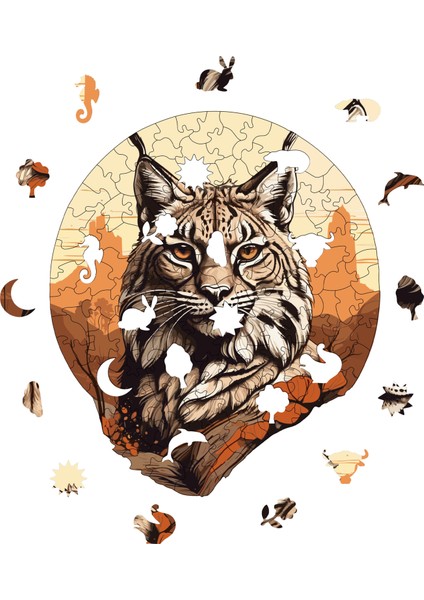 WePuzzleUp Ahşap Puzzle – Çöl Vaşağı, 141 Parça, 24x28 cm – Benzersiz Şekilli ve Özel Figürlü, Yapıştırıcı Folyo Dahil, Dekoratif Yetişkin Yapboz - |WZ-14|