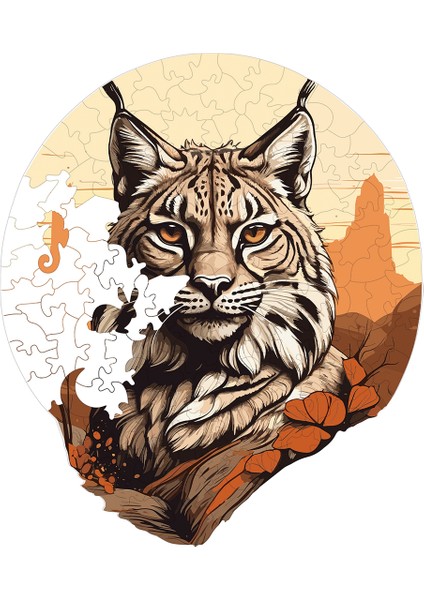 WePuzzleUp Ahşap Puzzle – Çöl Vaşağı, 141 Parça, 24x28 cm – Benzersiz Şekilli ve Özel Figürlü, Yapıştırıcı Folyo Dahil, Dekoratif Yetişkin Yapboz - |WZ-14|