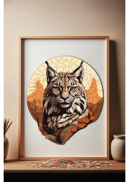 WePuzzleUp Ahşap Puzzle – Çöl Vaşağı, 141 Parça, 24x28 cm – Benzersiz Şekilli ve Özel Figürlü, Yapıştırıcı Folyo Dahil, Dekoratif Yetişkin Yapboz - |WZ-14|